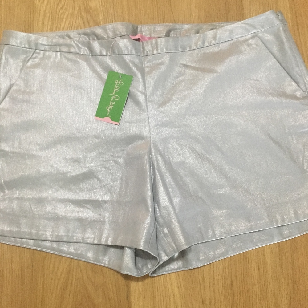 NWT Lilly Pulitzer Kasia 5” Shorts Silver Metallic